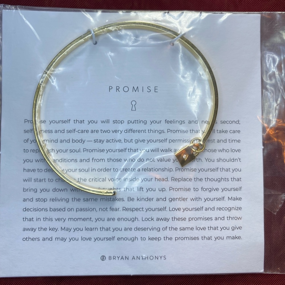 Brayan Anthony Promise Cuff 14k Gold Plated With Dangle Lock